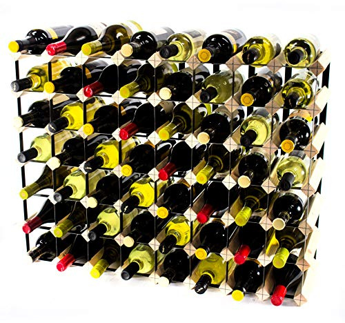 Classic 56 Bottle Wine Rack, Pine Wood and Black Metal | Ready Assembled