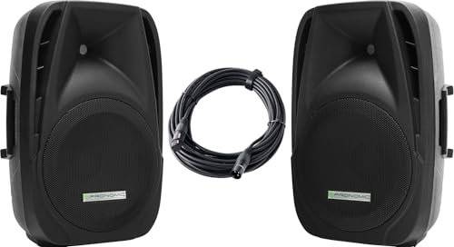 Pronomic PH12A Bühnen- und Konzertlautsprecher Paar, Aktiv PA-Lautsprecher, Mobile PA-Box inkl. XLR-Kabel, (USB/SD/Bluetooth MP3-Player, 150 W RMS / 300 W Peak, 12 Woofer, 34mm Hochtontreiber) Set