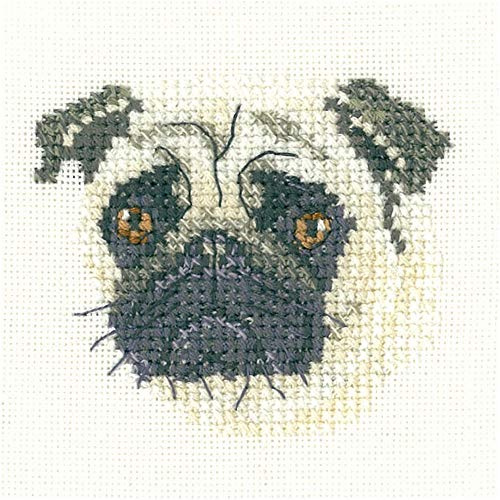 Heritage Kreuzstich Set Aida Mops (A), Zählmuster, LFPU1274-A, 6,5x5,5cm