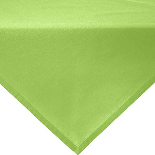 REDBEST Mitteldecke, Tischdecke Uni Seattle, 100% Baumwolle apfelgrün Größe 100x100 cm - Robustes, glattes Gewebe, mit hochwertigem Kuvertsaum