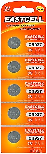 EASTCELL CR927 DL927 3V Lithium-Knopfzellen 30 mAh, 5 Stück für LED & Uhr | 5 CR927-Lithium-Knopfzellen mit 3V und 30 mAh; für passende LED-Leuchten, Uhren, Thermometer und kompakte Elektronik.
