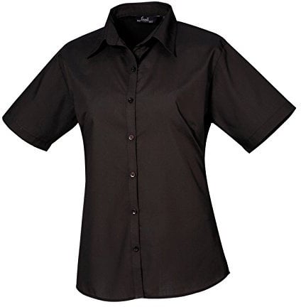 Premier Short Sleeve Poplin Blouse/Plain Work Shirt (26) (Black)