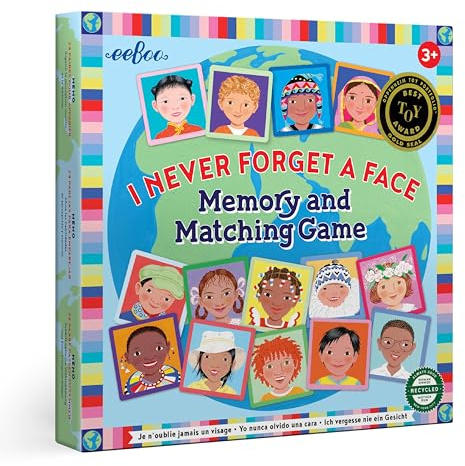 eeBoo: Memory and Matching Game- I Never Forget a Face- 24 Pairs, Develops Recognition, Concentration, Memory & Social Skills, Age 3+