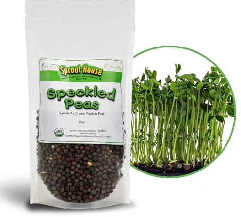 The Sprout House Speckled Pea Seed - Organic Speckled Pea, Non-GMO, High Germination Sprouting Seeds for Nutritious Pea Shoots, Resealable Bag for Freshness, Perfect for Smoothies & Salads, 1LB