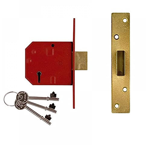 Union Locks 2134E 5 Lever BS Mortice Deadlock 67mm - Brass Finish (Visi Pack)