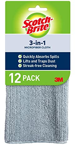 Scotch-Brite Microfiber 3-in-1 Cloth (Pack of 12)