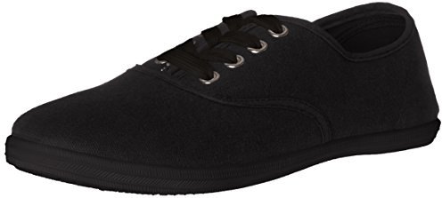 Easy USA - Womens Canvas Lace Up Shoe with Padded Insole, 10, Black