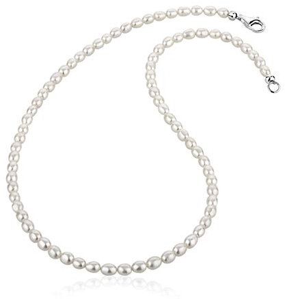 Nenalina Damen Perlenkette Halskette Collier aus Süßwasserperlen und Karabiner Verschluss aus 925er Sterling Silber, Länge 42-80 cm, 724007 (60)