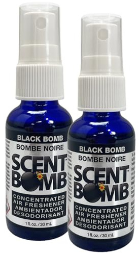 Scent Bomb Air Freshener Spray Bottle, Extra Strong & Long Lasting Odour Eliminator (Up to 48 Hours) – Spray Air Freshener For Car, Home, Bathroom & Bins – Black Bomb 30ml (2 Pack)