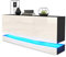 Vladon Sideboard City, Made in Germany, Schwarz matt/Creme Hochglanz inkl. LED - Moderne Kommode für Ihr Wohnbereich (178 x 72 x 38 cm)