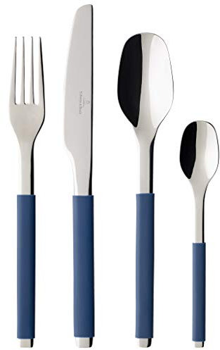 Villeroy und Boch - S+ Blueberry Tafelbesteck 24tlg., hochwertiges Edelstahlbesteck mit Silikongriff für bis zu 6 Personen, spülmaschinenfest, blau