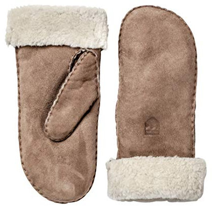 Hestra Lederhandschuhe für Damen: Schaffell Dünner Winterhandschuh mit Fellstulpe Beige, 6