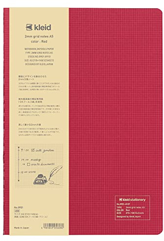 New Japan Calendar kleid grid notebook 2mm grid A5 8901 Red
