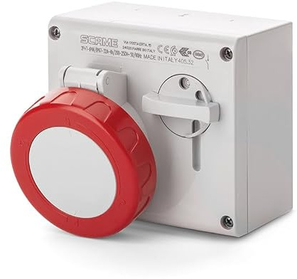 Scame Parre 505.3286 Prise murale 3P+T 32 A, 380 V, IP67, 380 V, rouge