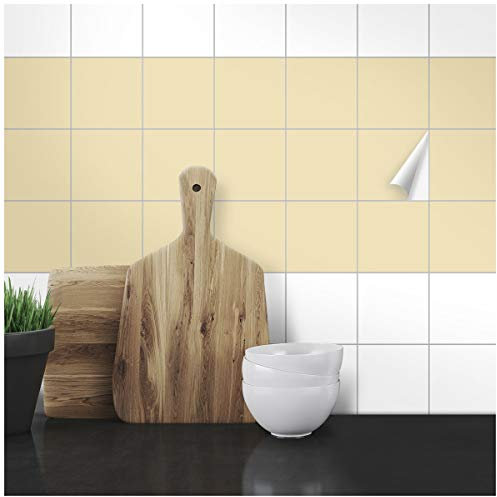 WANDKINGS Fliesenaufkleber 9,5 x 9,5 cm, 100 Stück - BEIGE SEIDENMATT