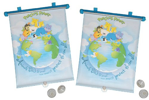 2 TLG. Set Sonnenschutz Rollo Fisher Price Giraffe für Fenster und Auto - Seitenscheibe Sonnenblende Kinder Tiere Erde Sonnenschutzrollo - Sonnenrollo Fenster..
