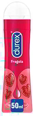 Durex Strawberry, Lubrificante Sessuale Intimo, Gel Lubrificante a Base d'Acqua Adatto per Rapporti Intimi e Preliminari, Gusto Fragola, 50ml