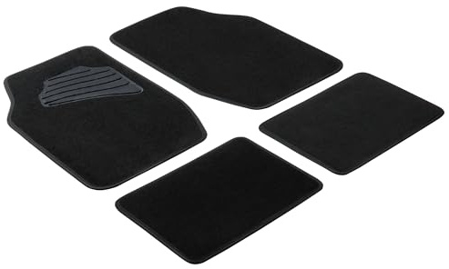 Walser Auto-Teppich Matrix, Universal Fußmatten-Set, Automatten 4-teilig, Allwettermatten, Auto-Schutzmatten-Set, PKW-Teppich schwarz