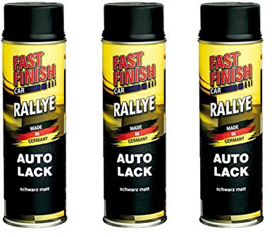 3x 500ml FAST FINISH RALLYE SCHWARZ MATT AUTOLACK SPAYDOSE TUNING 31700303