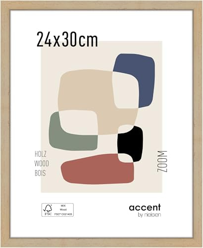 accent by nielsen Holz Bilderrahmen Zoom, 24 x 30 cm, Gold | Holz Rahmen im Hoch- & Querformat zum Aufhängen Gold gebürstet Echtglas