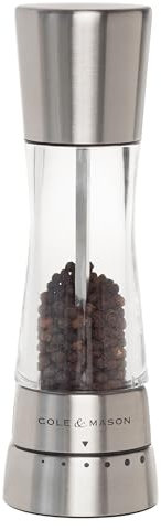 Cole & Mason H59401G Stainless Steel Salt/Pepper Grinder – Salt & Pepper Grinders (Acrylic, Stainless Steel, Carbon Steel, Pepper, Stainless Steel)