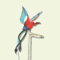 Lauschaer Glaskunst-Blumenstäbe Blumenstab Paradiesvogel Blau-Rot