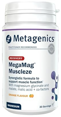 Metagenics MegaMag Muscleze, Magnesium Powder, Orange Flavour - 30 Servings | Fast-acting post-exercise drink with creatine and B vitamins to support muscle function and energy-yielding metabolism