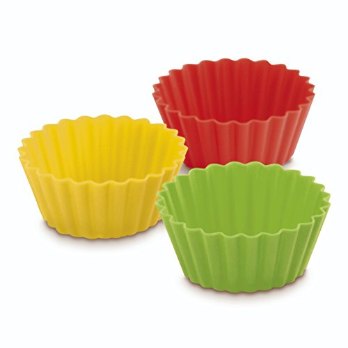 KUHN RIKON 23702 Backen Backförmchen Set aus Silikon Muffinförmchen 12er Set rot/gelb/grün 7,3 x 7,3 x 5 cm