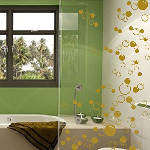 88 Waterproof Floating Bubble Loose Stickers Choose from 20 Colours Bathroom Tile Window Wall Art - Gold