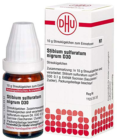 DHU Stibium sulfuratum nigrum D30 Streukügelchen, 10 g Globuli