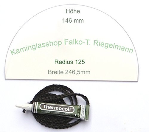 Glasmanufaktur u. Bauelementevertrieb Riegelmann Kaminglas Sichtscheibe 4 mm passend für Bullerjan 00/01 mit Dichtungsset 1