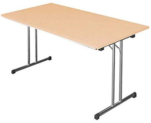 Lüllmann KLAPPTISCH Besprechungstisch 160x80 Buche Dekor | Kantinentisch, Verkaufstisch, Schreibtisch, Stahl-Gestell, 350621