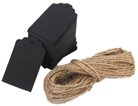 Phenovo Geschenkaufkleber Geschenkanhänger Kraft Paper Leere Karte DIY Geschenkanhänger Rechteck Aufkleber 100 Stück Schwarz
