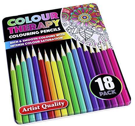 PMS COLOUR THERAPY 18 PROFESSIONAL PENCIL CRAYONS IN TIN BX