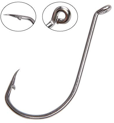 30stk Großes Spiel Edelstahl Angelhaken Selbstmord Tintenfisch Schnabel Angelhaken Salzwasser Kreis Haken,Größe:1/0-9/0 (7/0-30stk)