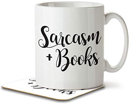 Sarcasm + Books - Reading Mug and Coaster by Inky Penguin