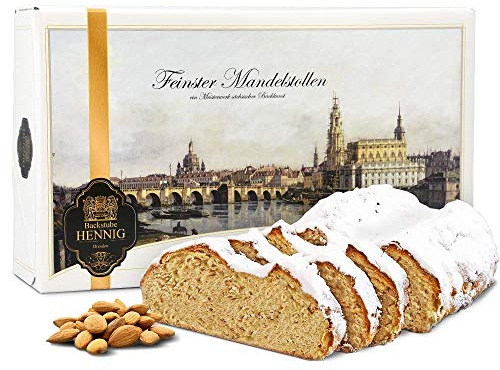 750 g handgemachter Mandelstollen im Geschenkkarton Motiv - Panorama Dresden