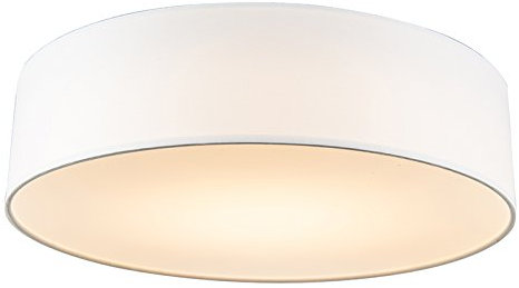 Qazqa - Modern Deckenleuchte I Deckenlampe I Lampe I Leuchte weiß 40 cm inkl. LED - Drum mit Schirm LED I Wohnzimmer I Schlafzimmer - Textil Rund - I LED