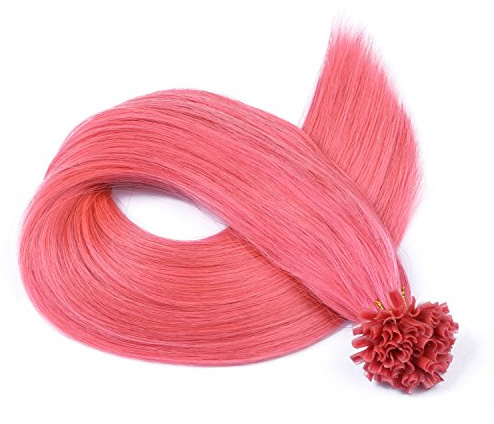 Keratin Bonding - # PINK - 60cm - 25 Strähnen - 1g - 100% Remy Echthaar Haarverlängerung U-Tip Extensions sehr hohe Qualität by NOVON Hair Extention