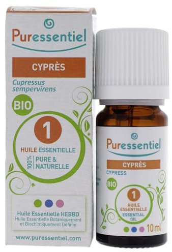 Puressentiel - Olio Essenziale di Cipresso - 100% Puro e Naturale - OEBBD (Olio Essenziale Botanicamente e Biochimicamente Definito) - Da Agricoltura Biologica - Vegan e Cruelty Free - 10 ml