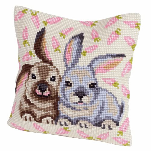 Collection d'Art CdA Kreuzstichkissen Flopsy & Mopsy 5185, 40x40cm, Stickbild vorgezeichnet