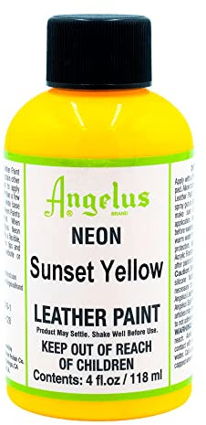 Angelus Brand Peinture en cuir acrylique Blanc 29,6 ml - Jaune - Coucher de soleil jaune/Sunset jaune., 118ml