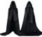 Proumhang Schwarzer Umhang mit Kapuze Darth Vader Umhang Mittelalter Umhang Cape Mantel Satin Karneval Halloween Weihnachten Kostüm Erwachsene