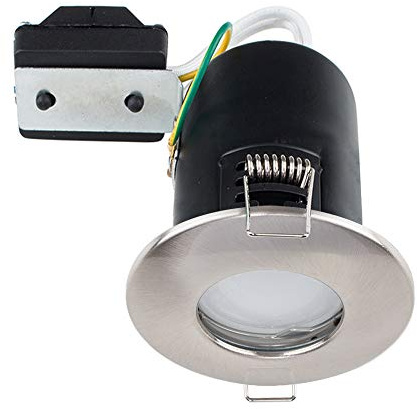 MiniSun | Fire Rated Brushed Chrome Domed Ceiling Downlights | Bath Recessed Lighting, Home Décor & Improvement Essential | Pack of 6 | Includes 5W LED Bulbs [6500K Cool White] | Mains Wired