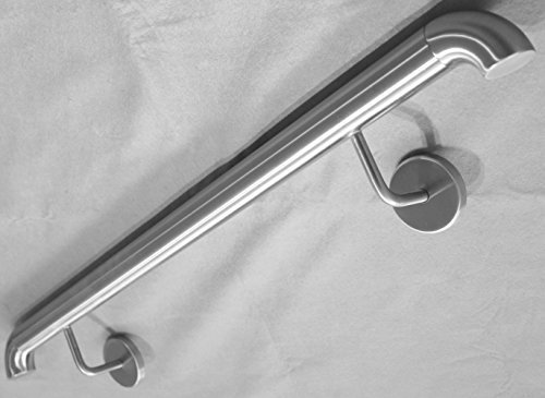 Edelstahl Handlauf V2A 42,4mm 240K geschliffen Wandhandlauf mit 90 Grad Bogen - UNGETEILT - 1000 mm
