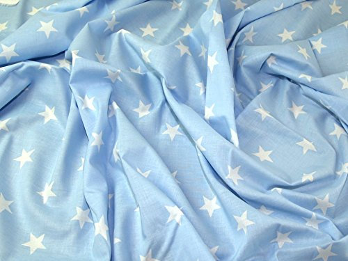 Stern groß Print Baumwolle Kleid Stoff Sky Blau – Meterware