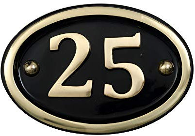 Solid Brass House Number Oval Design (No 25)