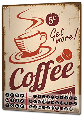 Wandkalender 2019 Jahreskalender Dauerkalender 2020 Kalender 2021 Terminplaner Fotokalender Kaffee Cafe Bar Kaffee Metall Magnet