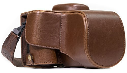 MegaGear MG857 Ever Ready Leather Case and Strap with Battery Access for Nikon D3400 Camera - Dark Brown