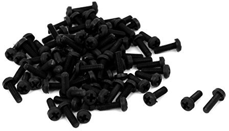 sourcing map M2,5x8mm Vis Nylon cruciforme tête ronde fixation noir 100pcs